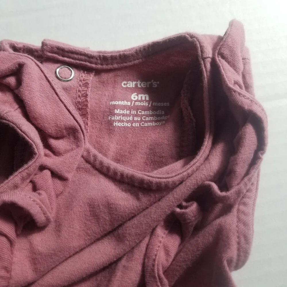 CARTER'S GIRL'S PINK SLEEVELESS ROMPER SIZE 6 MONTHS